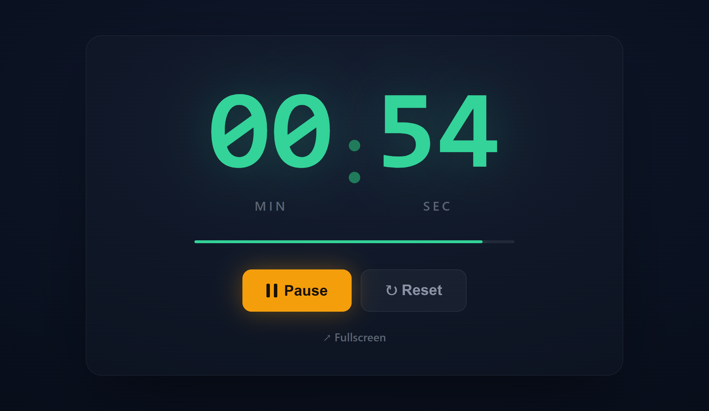 The EventTimer 1 minute timer counting down full screen