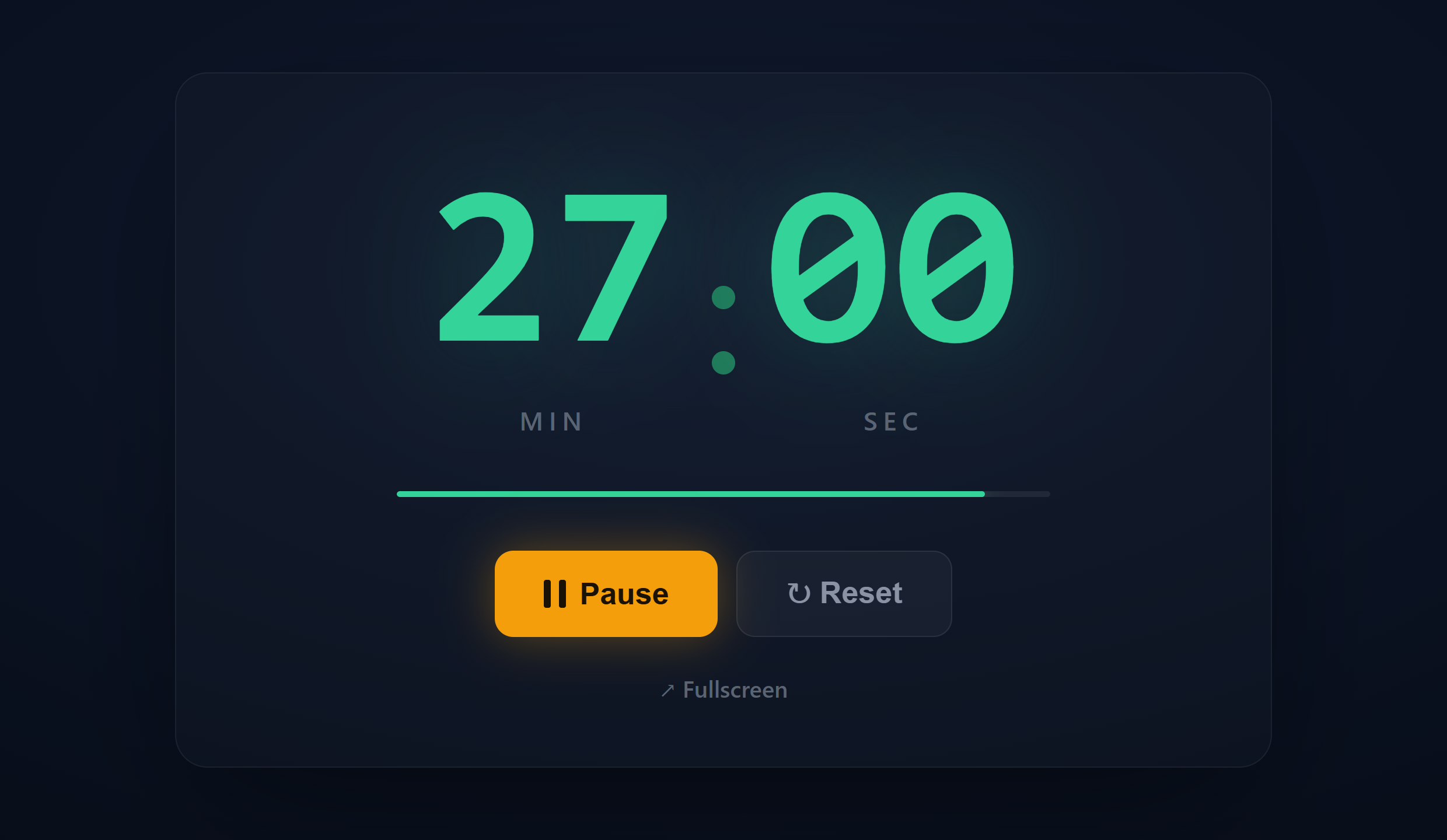 The EventTimer 30 minute timer counting down full screen